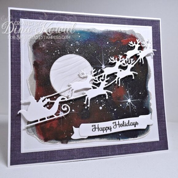 Impression Obsession Santa Sleigh Reindeer Metal Cutting die 5-1/2” x 1-1/2” - Picture 8 of 8